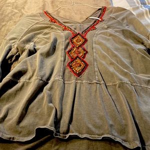 Beautiful long sleeve decorative cotton blouse